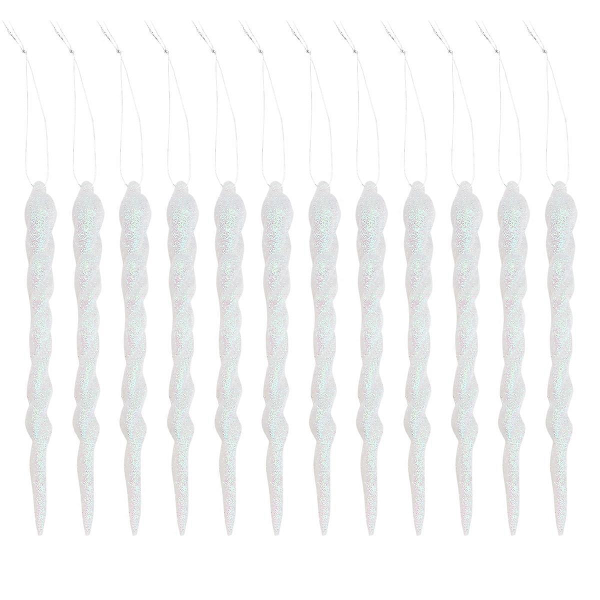 12Pcs Christmas Decoration Icicle Hanging Decor Simulation Transparent Icicle