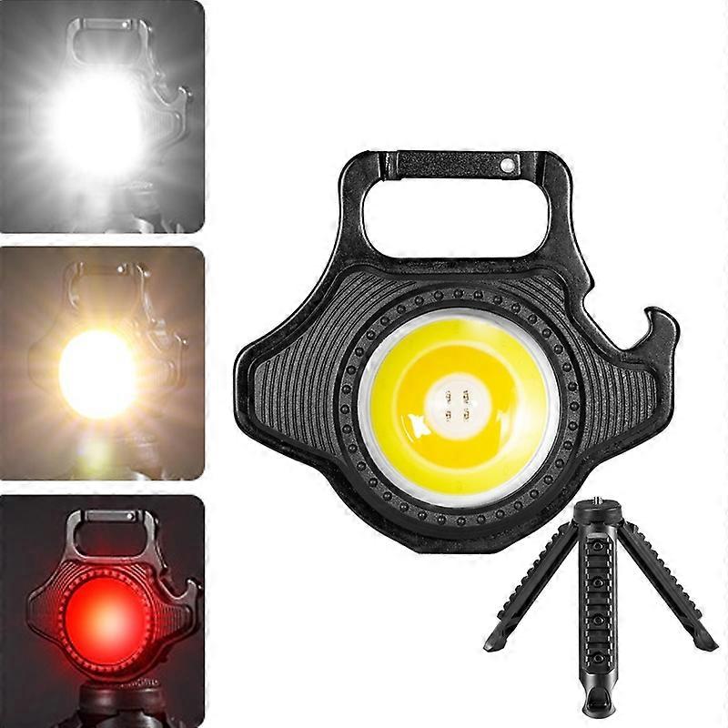 Mini Keychain Strong Light Portable Flashlight Black+Tripod