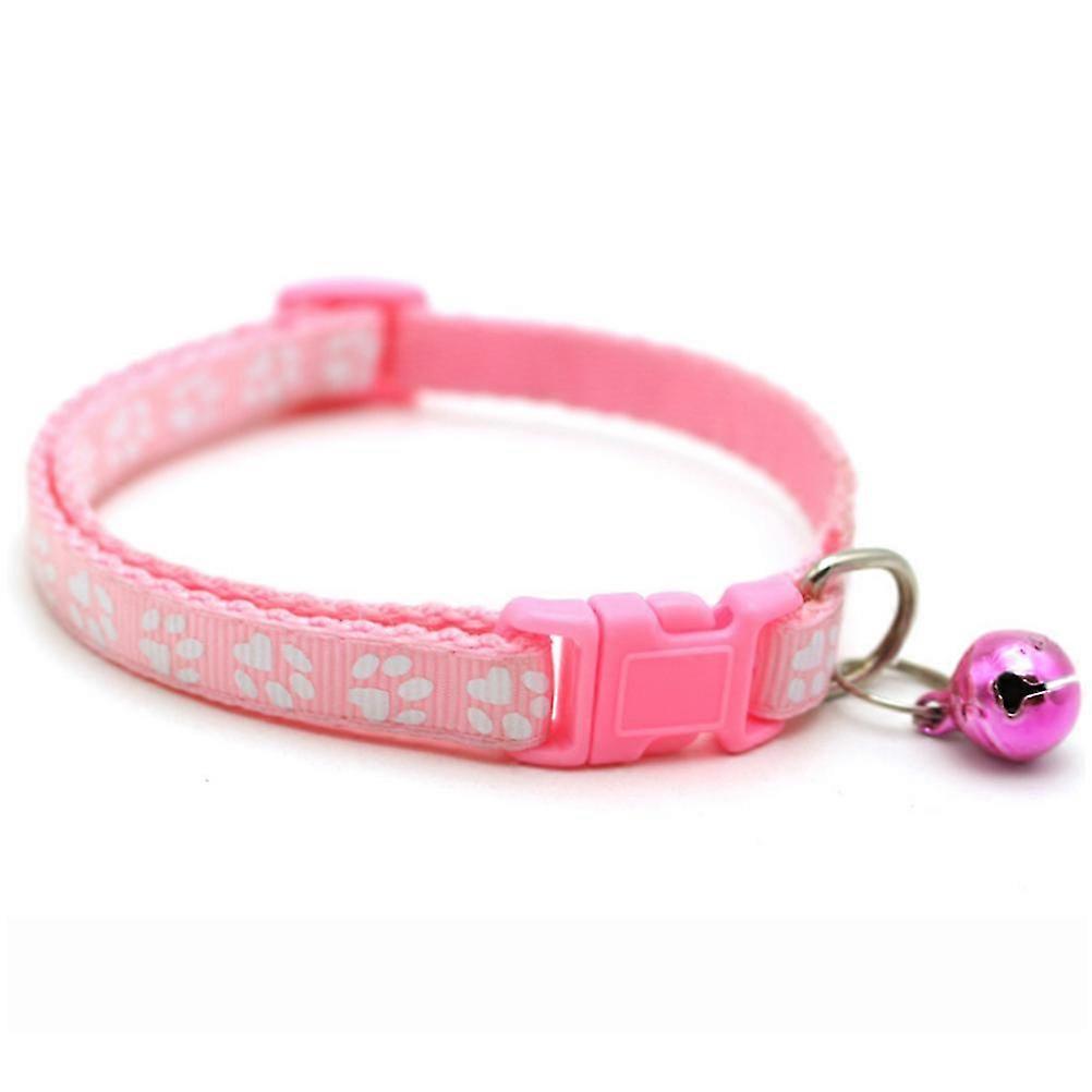 Adjustable Pet Bell Collar with Footprints for Puppies and Dogs