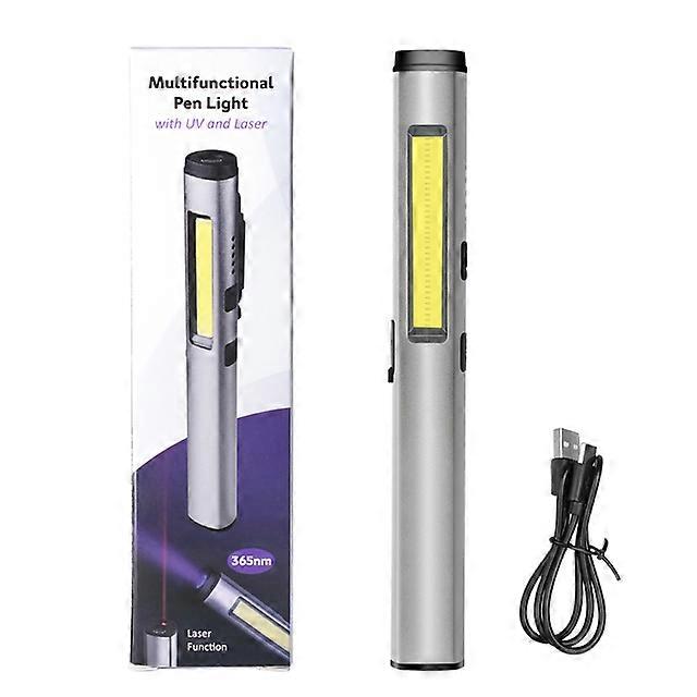 Rechargeable UV Flashlight 4 In 1(UV/LED/COB),Multifunctional Pen Torch Light With Indicator, Handheld Work Light For Outdoor