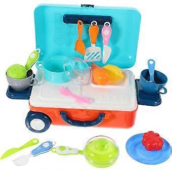 1 Set Children's Play House Kitchen Toy Trolley Case Set Kids Dinnerware Kid Toys Cookware Sets Plastic Educational Toys for Kids Kitchenware Toys Pla