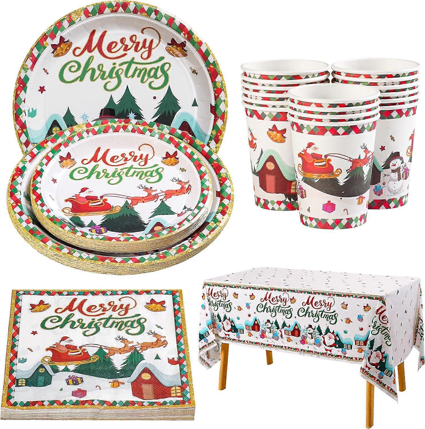 Juego de vajilla para fiestas de Navidad Juego de vajilla desechable de Navidad Decoración de vajilla de Navidad