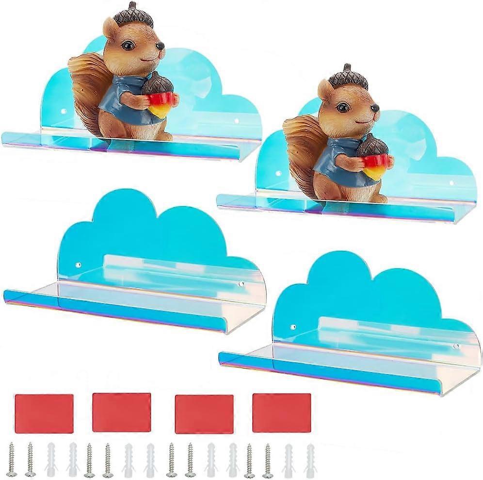 Cloud Laser Acrylic Wall Mounted Display Stands Floating Wall Shelf with Screw Colorful 21.6x8.7x9.8cm