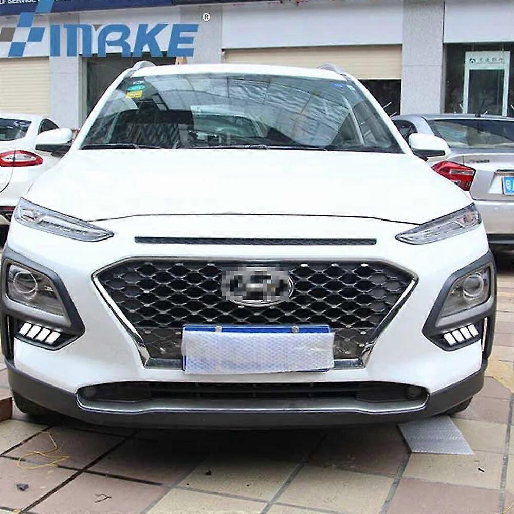 Car Flashing 1 Set LED DRL For Hyundai ENCINO KONA 2018 2019-2022 Daytime Running Light With Yellow Turn Signal Lamp night blue