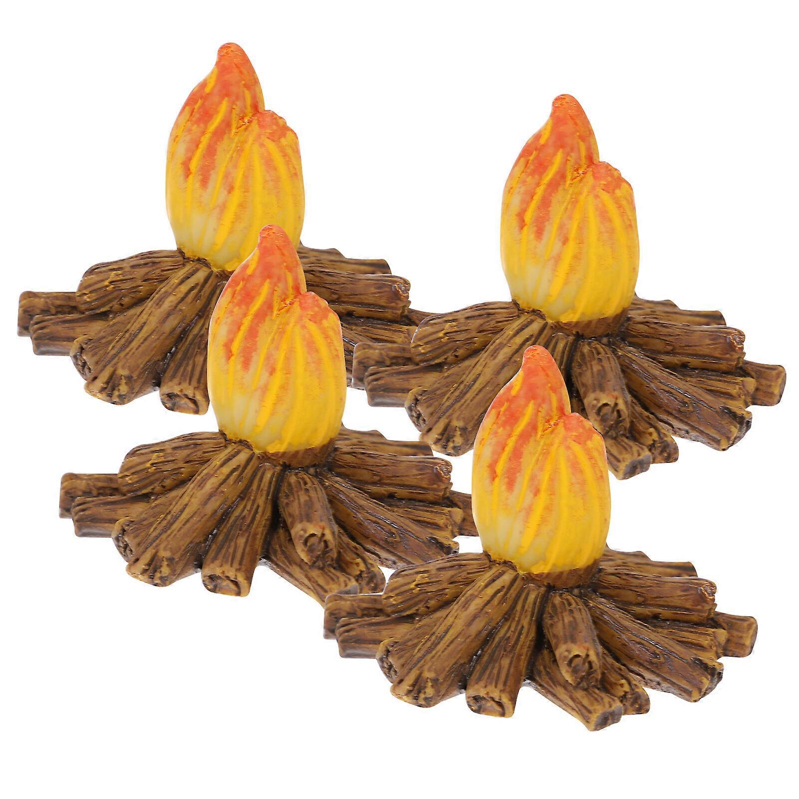 4pcs Artificial Flame Campfire Garden Decorations Miniature Campfire Model