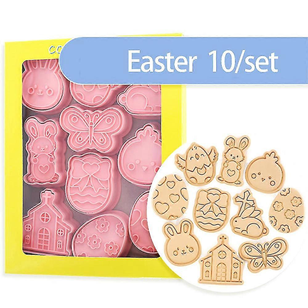 10pcs Easter Bunny Diy Cookie Cutter Mould Easter Eggs Chicks Butterfly Shape Biscuit Fondant Baking Mold