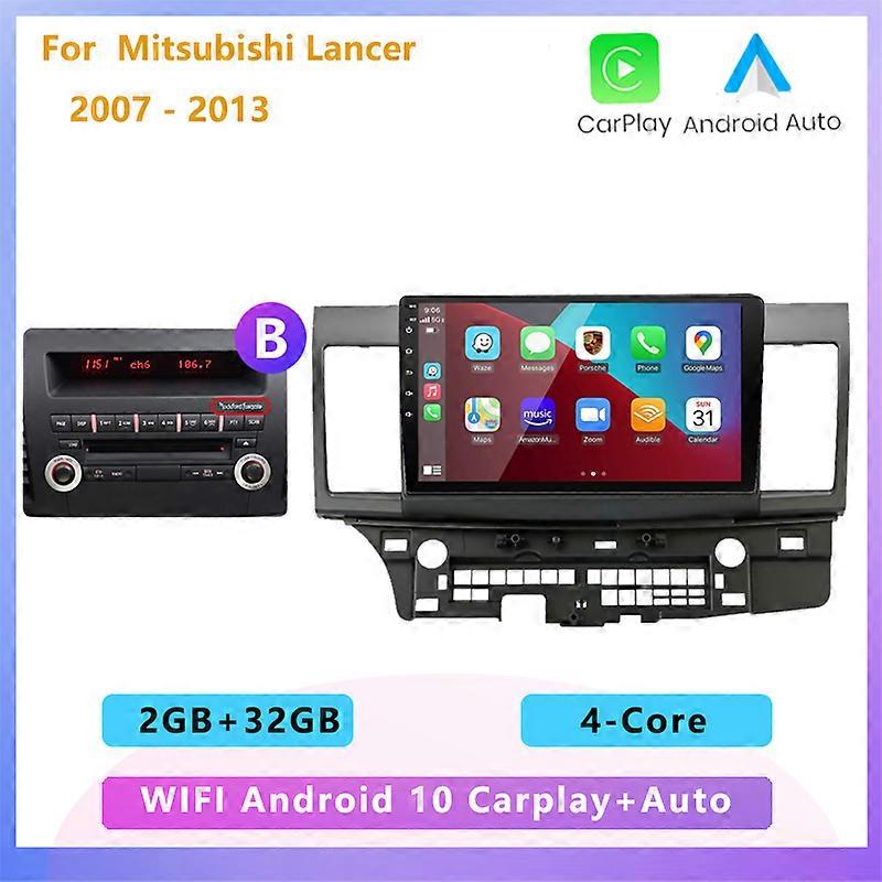 2GB+32GB 2 din Android 10 car radio multimedia stereo player carplay Auto GPS navigation for Mitsubishi Lancer 2 2007 2008 -2013