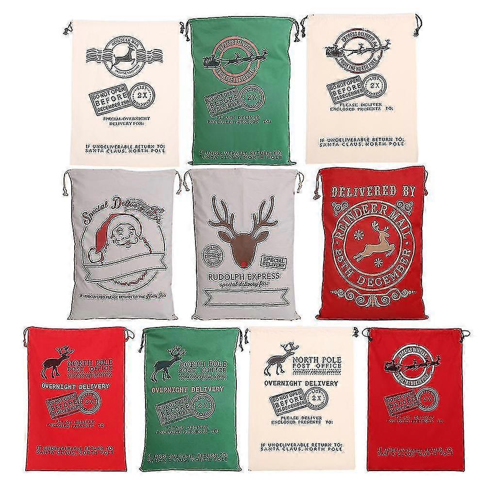 Creative Drawstring Canvas Santa Sack Rustic Vintage Christmas Gift Bag