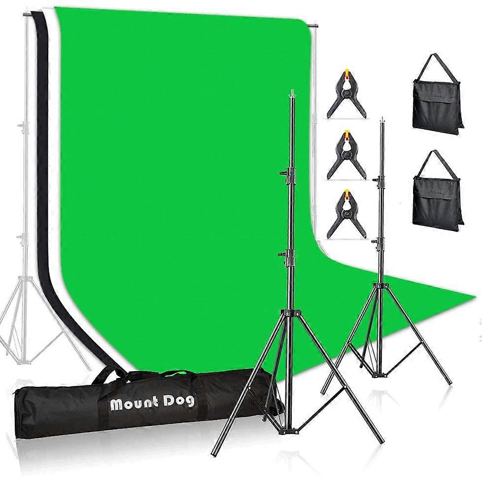 MountDog Photography Backdrop Stand 10ft Adjustable Photo Backdrop Stand System Support Kit with 3 Backdrops