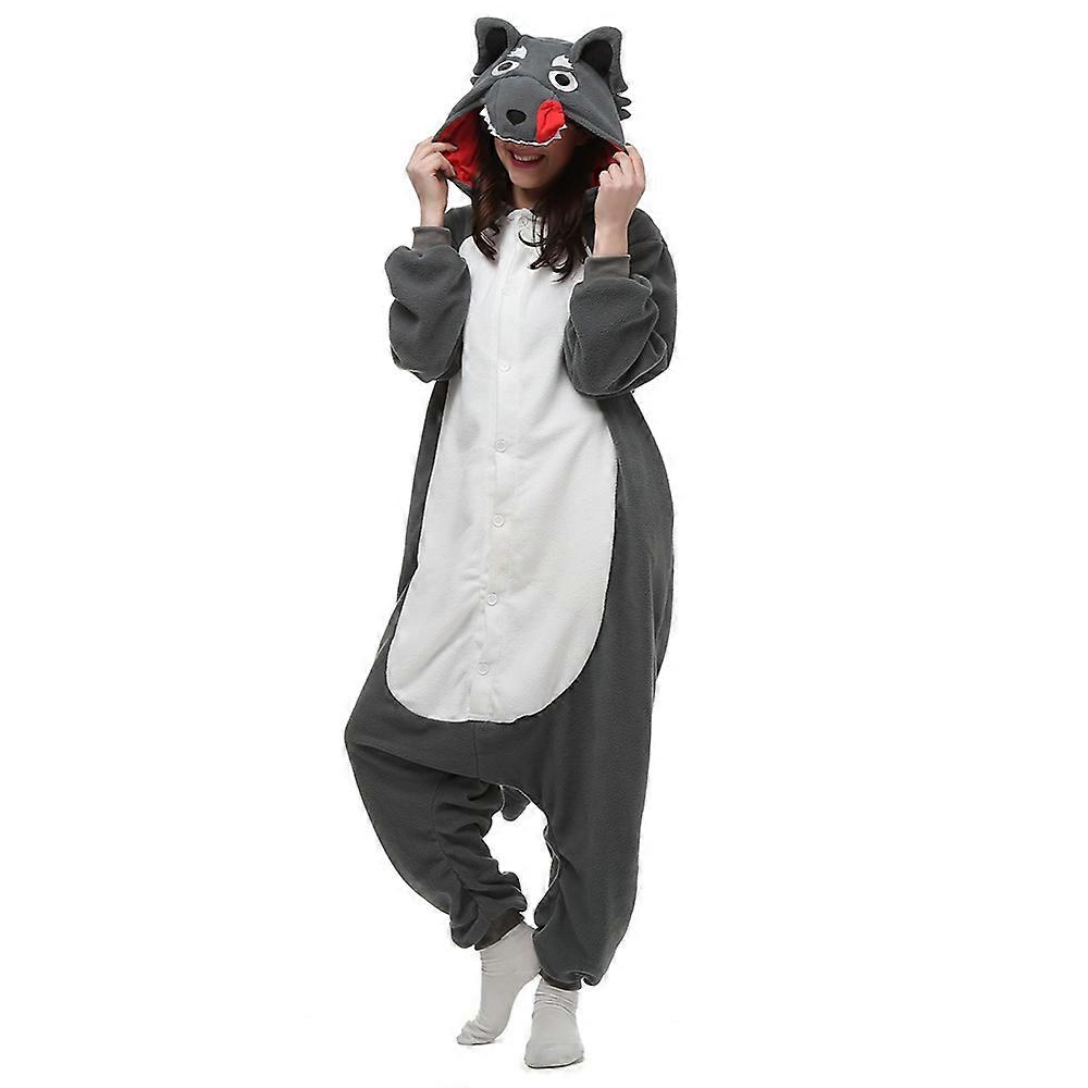 Yetişkin Hayvan Onesie Pijama Erkek ve Kadın Kurt Cosplay Kostüm Pijama Tek Parça Pijama Unisex Ev Giyimi Erkek Kızlar Için Hediye