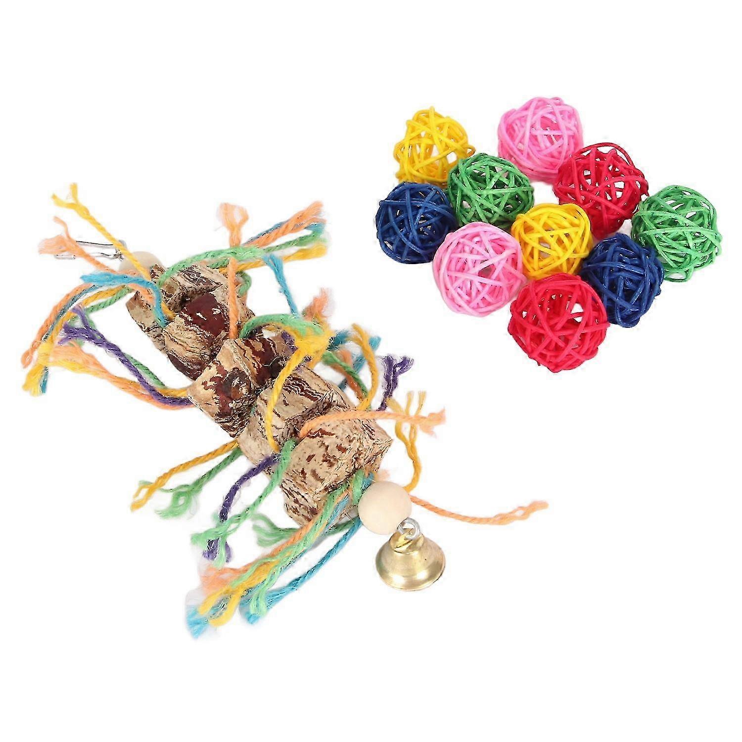 Parrot Chew Toys Fun Innovative Nuts Hemp Rope Bird Rattan Balls Chew Toys for Parakeets Cockatiels