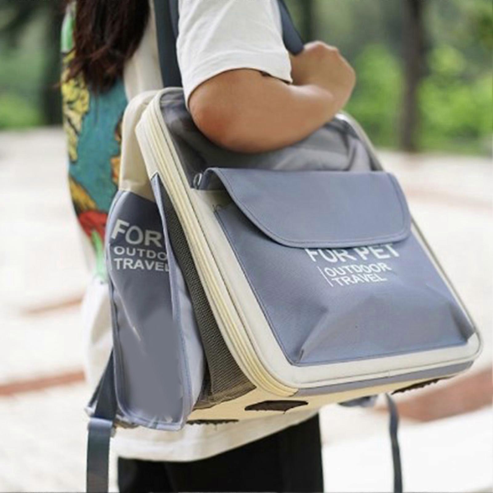 Pet Backpack Breathable Large Capacity Scratch Resistant Portable Cat Carrier Bag for Puppy Travel Hiking Blue