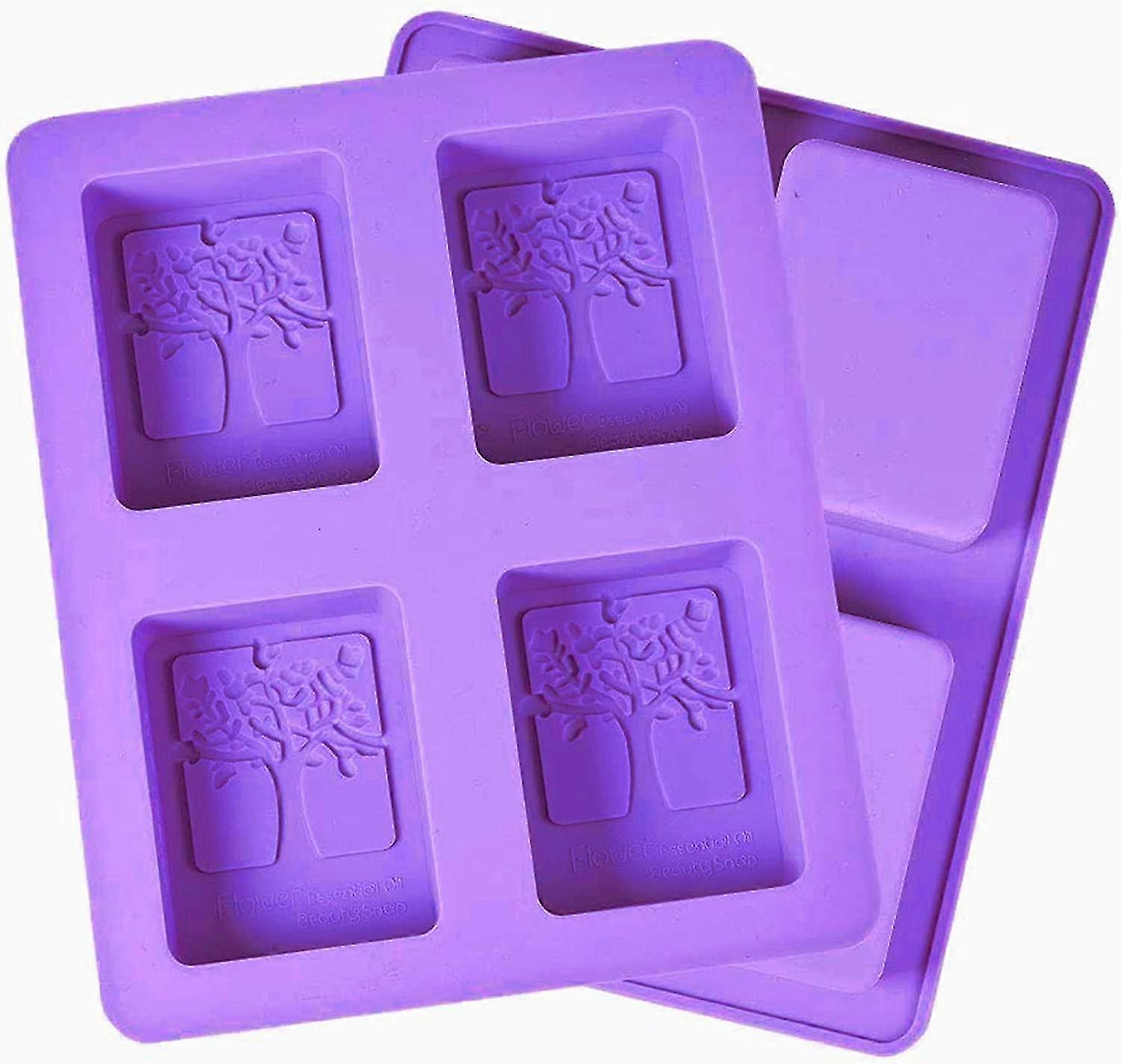 2 Pieces Silicone Mould Baking Mould Cake Pastry Rectangular for Ice 4 Cavity Tree Mould