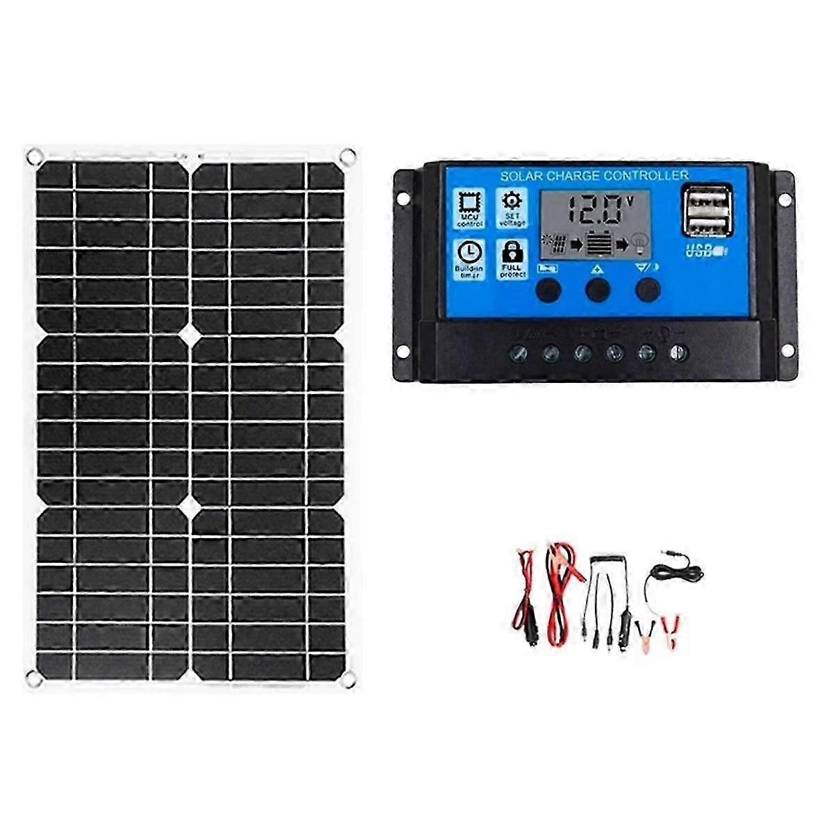 20W Car Battery Solar Panel System Kit Solar Charger Portable Flexible Solar Panel Controller 2USB