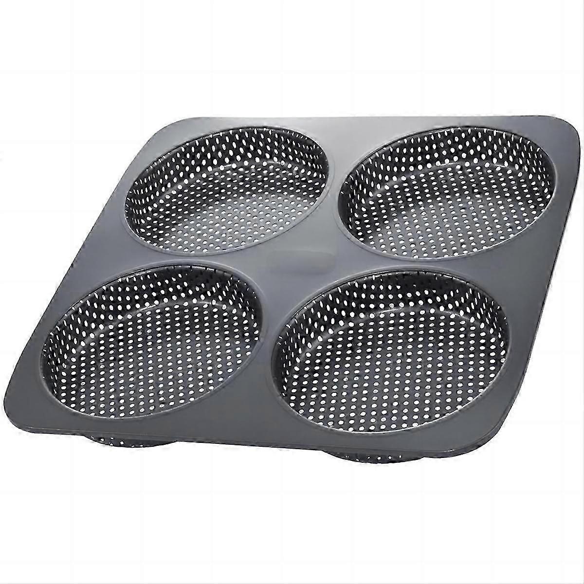 Hamburger Bun Pan, 5 tums non-stick hamburgerform i kolstål, 4 koppar stor bakplåt för hemlagade hamburgerbröd