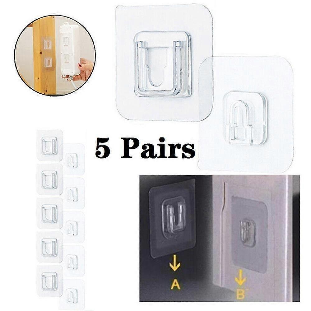 5pairs Double-sided Adhesive Wall Hooks Home Life Door Hangging Hooks Accessory