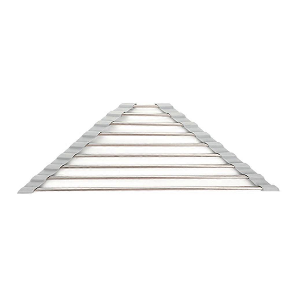 Roll Up for Triangle Dish Drying Rack for Sink Corner Over the Sink Caddy Sponge Holder Foldable Stainless Steel Drainer Kitchen Accessories  Gray