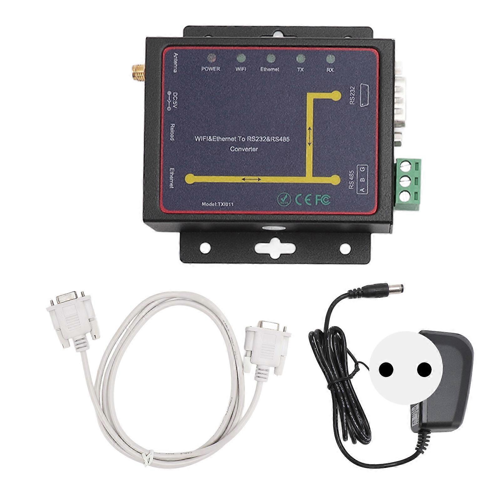 RJ45 Ethernet WiFi to RS232 RS485 Duplex Transmission Serial Device Server Converter EU Plug