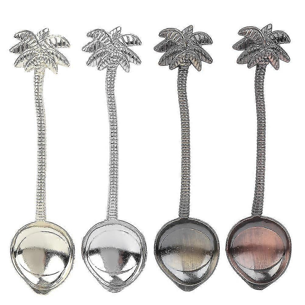 Coconut Tree Pattern Vintage Coffee Dessert Tea Spoon Set - 4PCS
