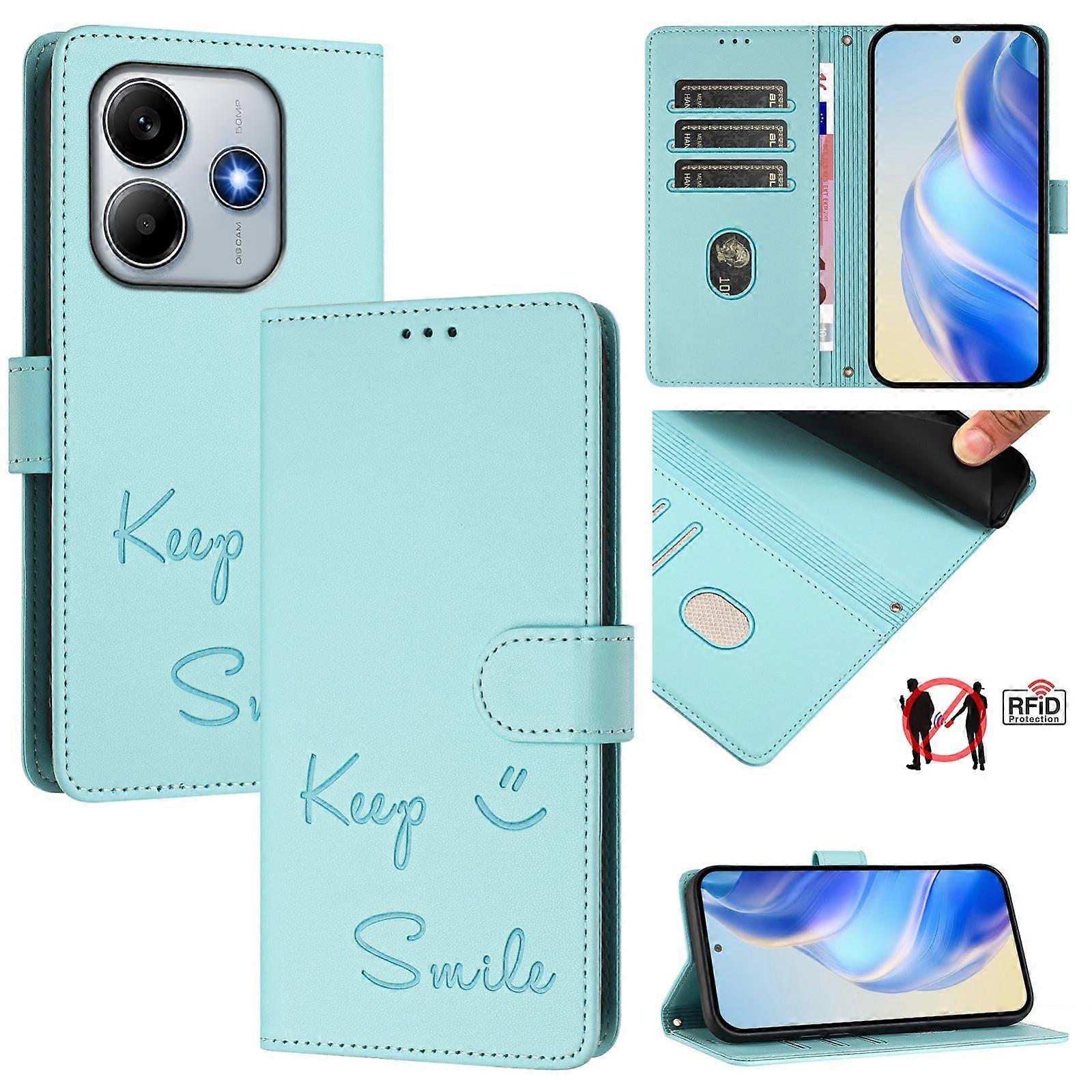 Smile Embossing RFID Leather Phone Case