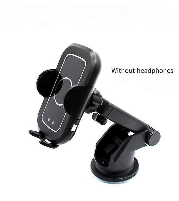 Automatic Clamping Car Bluetooth Headset Phone Holder Wireless Charging-Black with Bluetooth Headset (One Set)