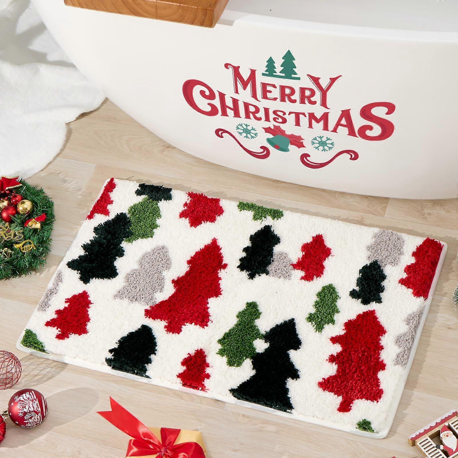 Pine theme bathroom mat for Christmas decoration 32x20 inches