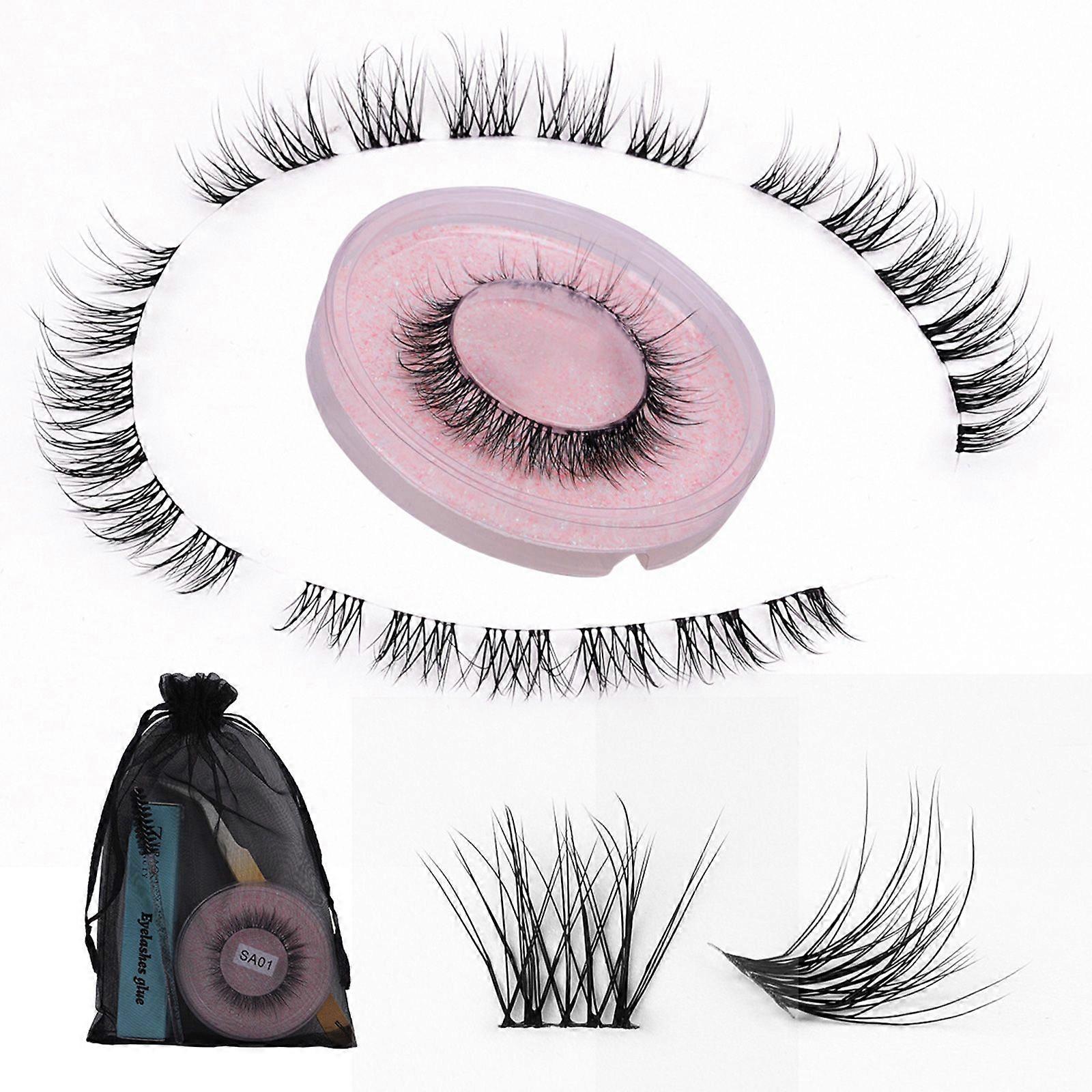 Z'LRAQI BEAUTY DIY Segment False Eyelashes Lash Clusters Free Cutting Individual Fake Eyelashes C Curl Natural-Looking Eyelash with Eyelash Glue Eyela
