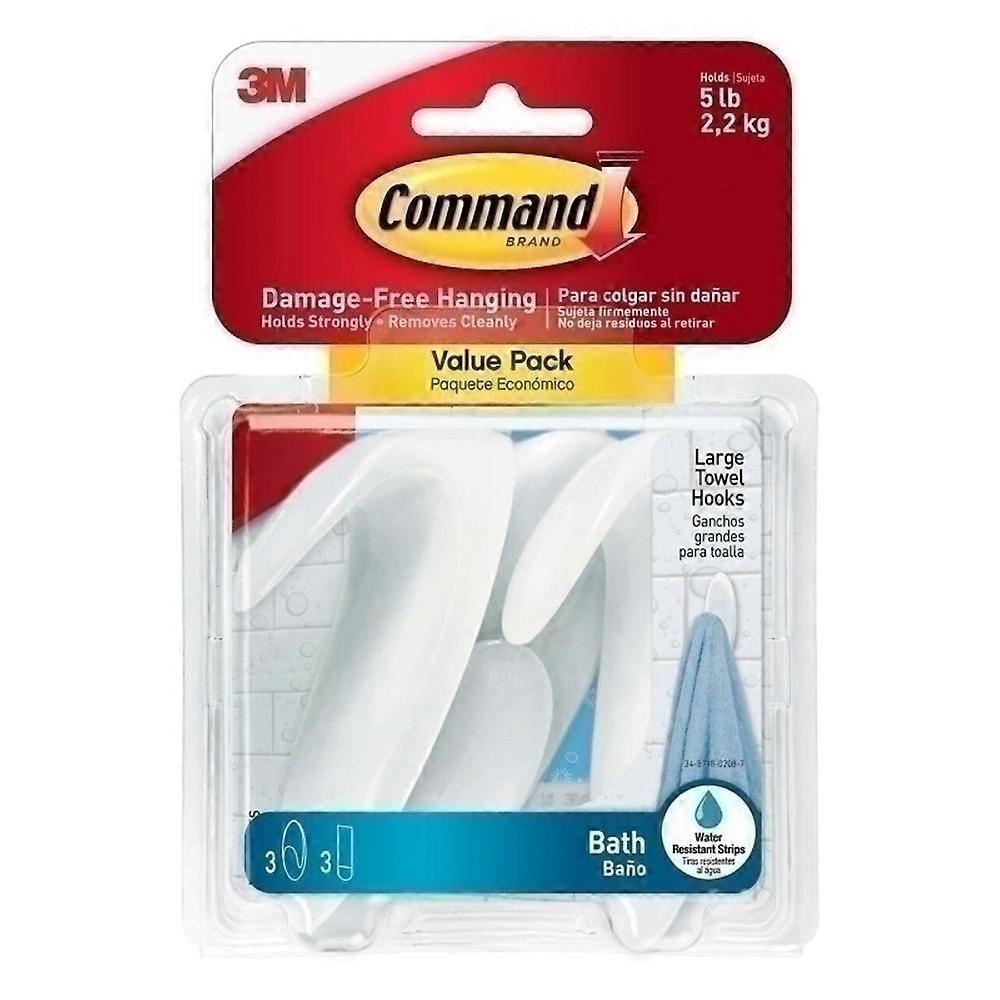 Command Premium Quality User-friendly Durable Large Towel Hooks Value (Box of 6)