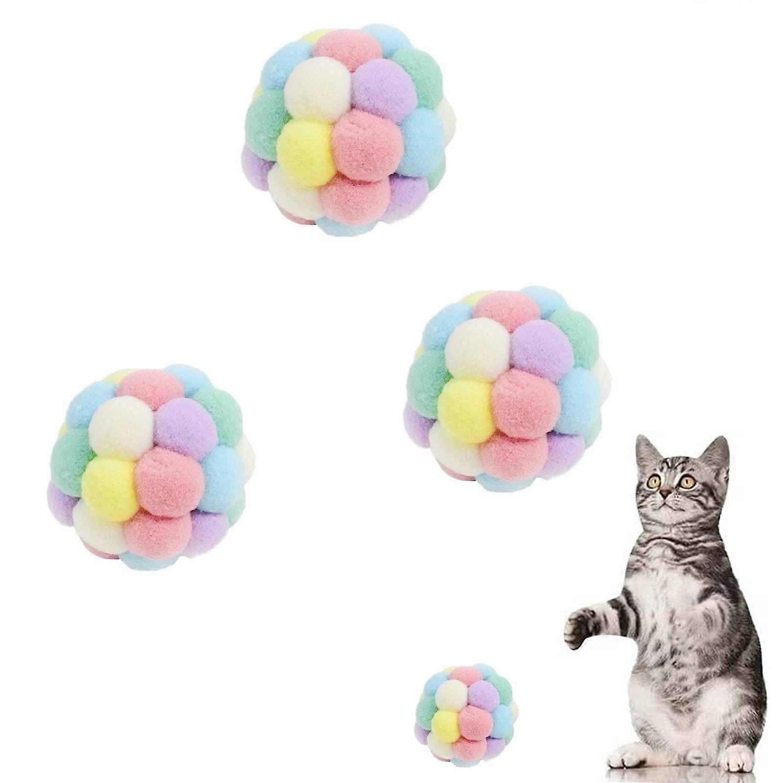 4 Pack Plush Cat Balls Colorful Cat Toy Cat Balls Interactive Toy