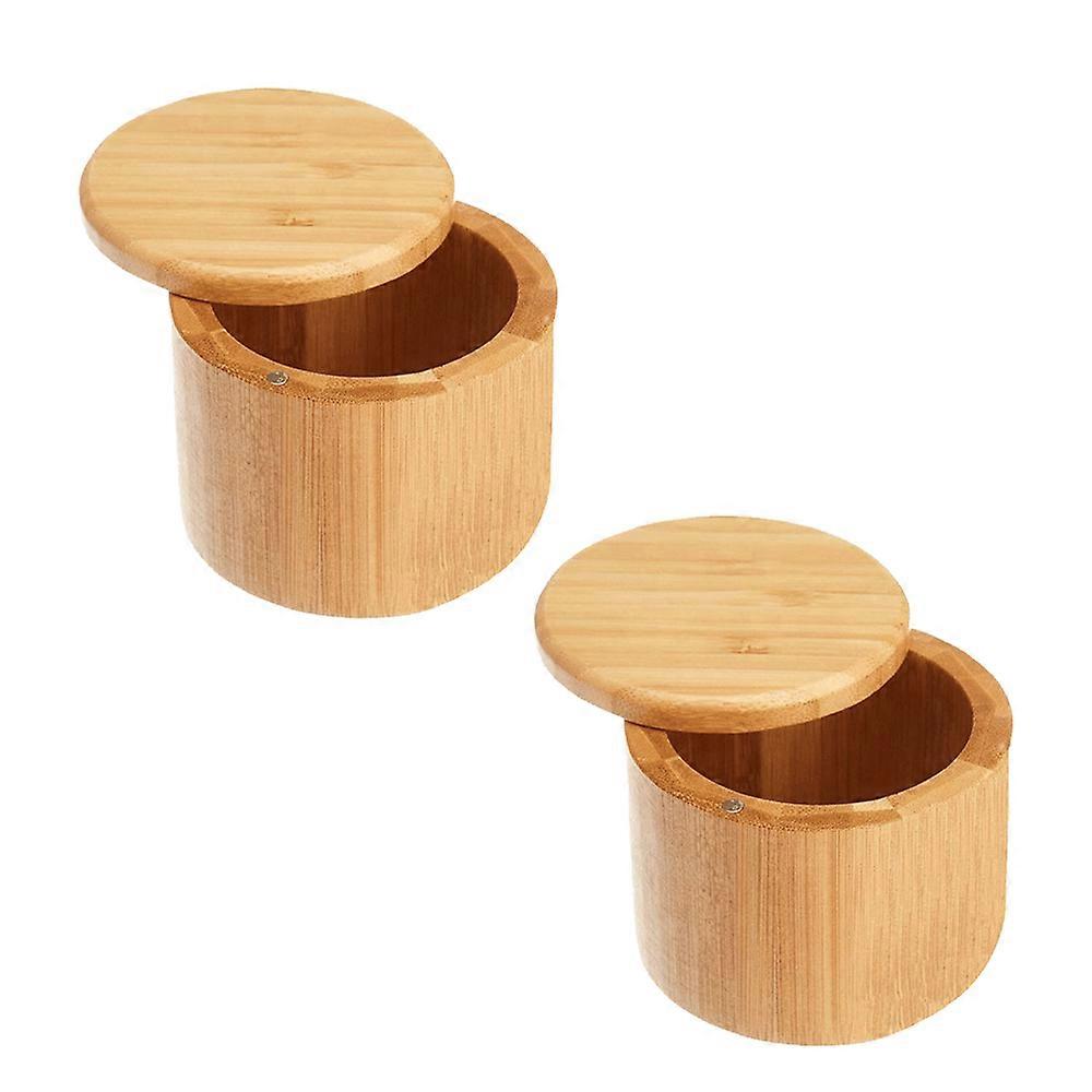 Caja de almacenamiento, bambú Sal Pepper Holders, tapas magnéticas