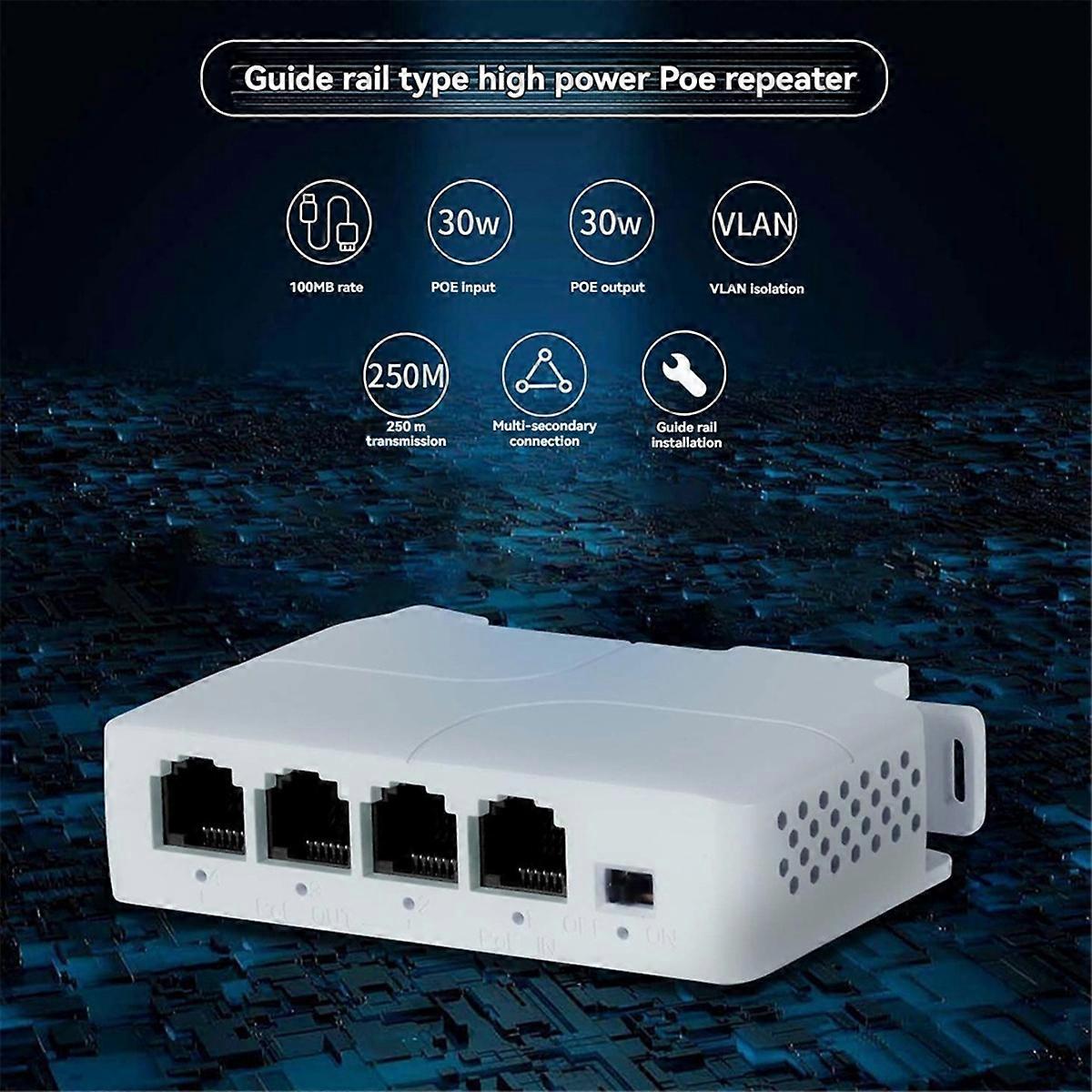 4 portas 1 em 3 portas PoE extensor em cascata IEEE802.3af 100Mbs para IP Transmission Repeater Swit