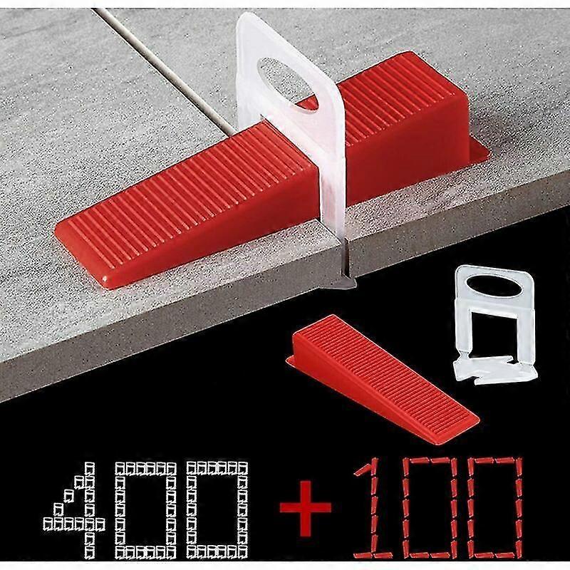Tile Leveling System 1.5mm Joint Width, 400 Pull Tabs, 100 Pieces Reusable Wedges Set, Leveling System compatible Tile Thickness 3-12mm Tiles