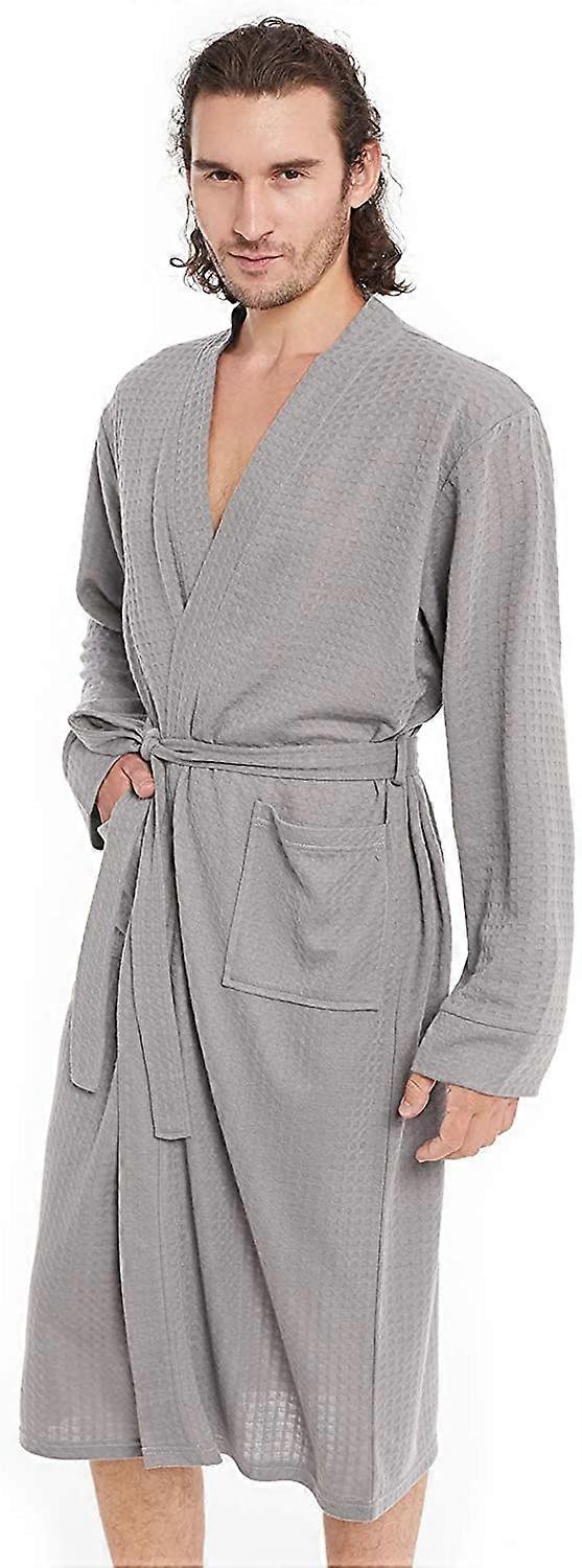 Lightweight Waffle-textured Spa Robe with Pockets