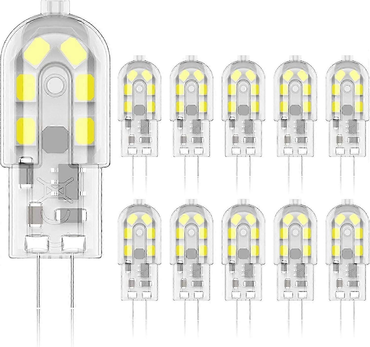G4 2W LED電球、20W、クールホワイト6000k、200Lm、12x SMD、12V AC / DCパック10個入り[エネルギークラスA +]