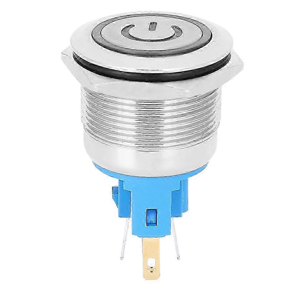 2Pcs DC3-6V 22mm 6-Pin Push Button Switch Stainless Steel Reset Button Switch with SignWhite