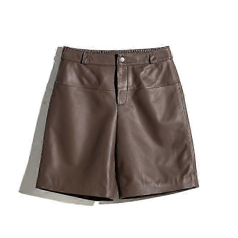 Womens Shorts Trendy High Waisted Genuine Leather Look Stretchy Jean Shorts Short Denim Pants with Pockets Comfy