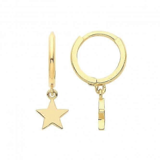 9ct Yellow Gold Plain Star Drop Earrings ES1676