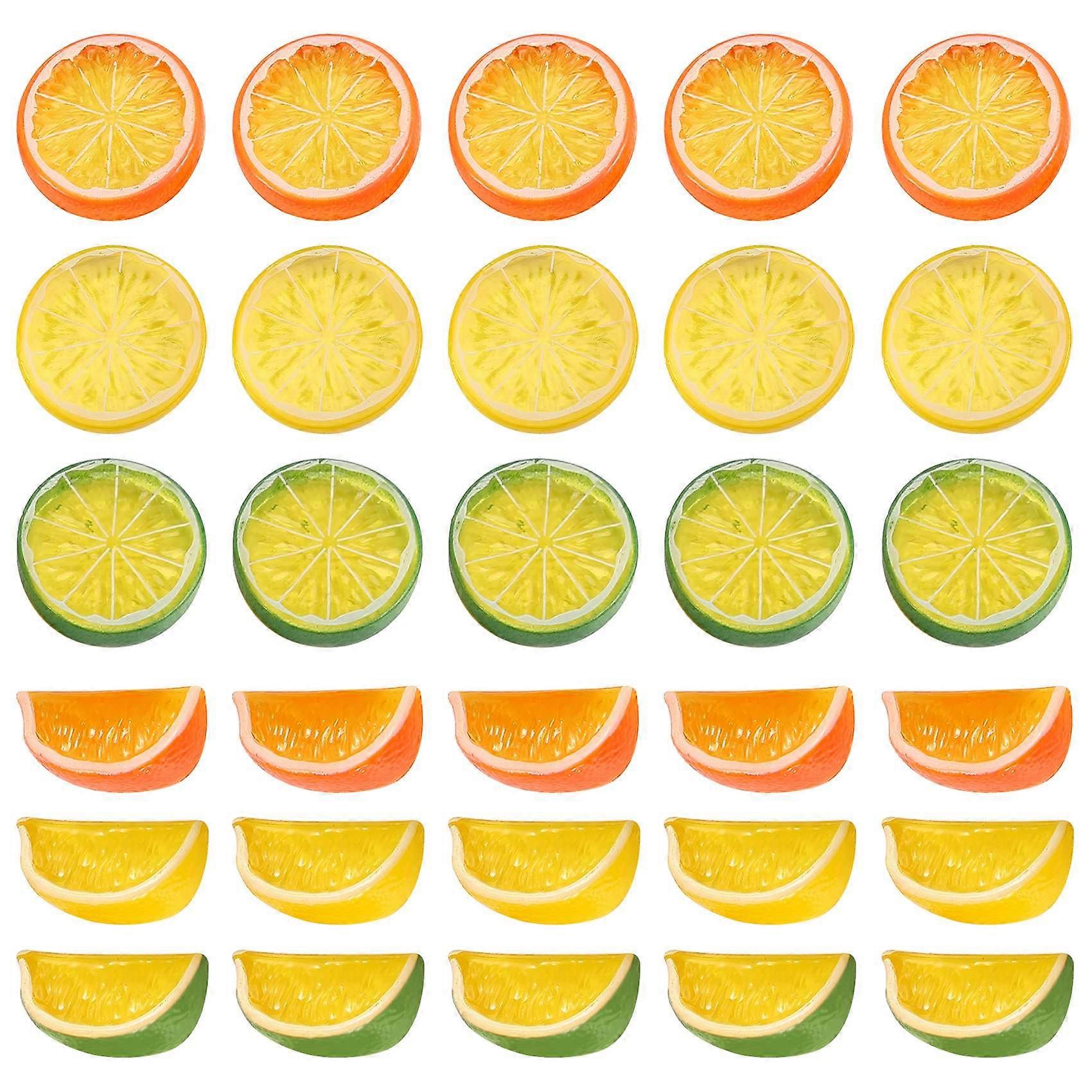 30Pcs 2in Artificial Lemon Slices,Simulation Decor Photography Props