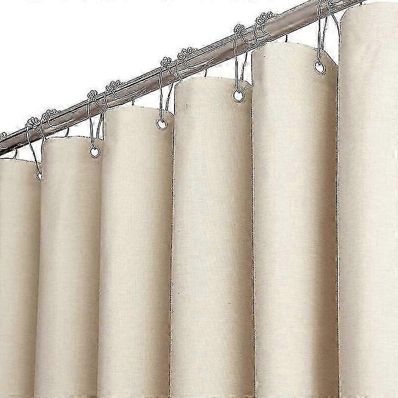 180 x 240cm 超长织物浴帘,亚麻纹理重型织物浴帘套装,带 12 个塑料挂钩,大型酒店豪华聚酯纤维