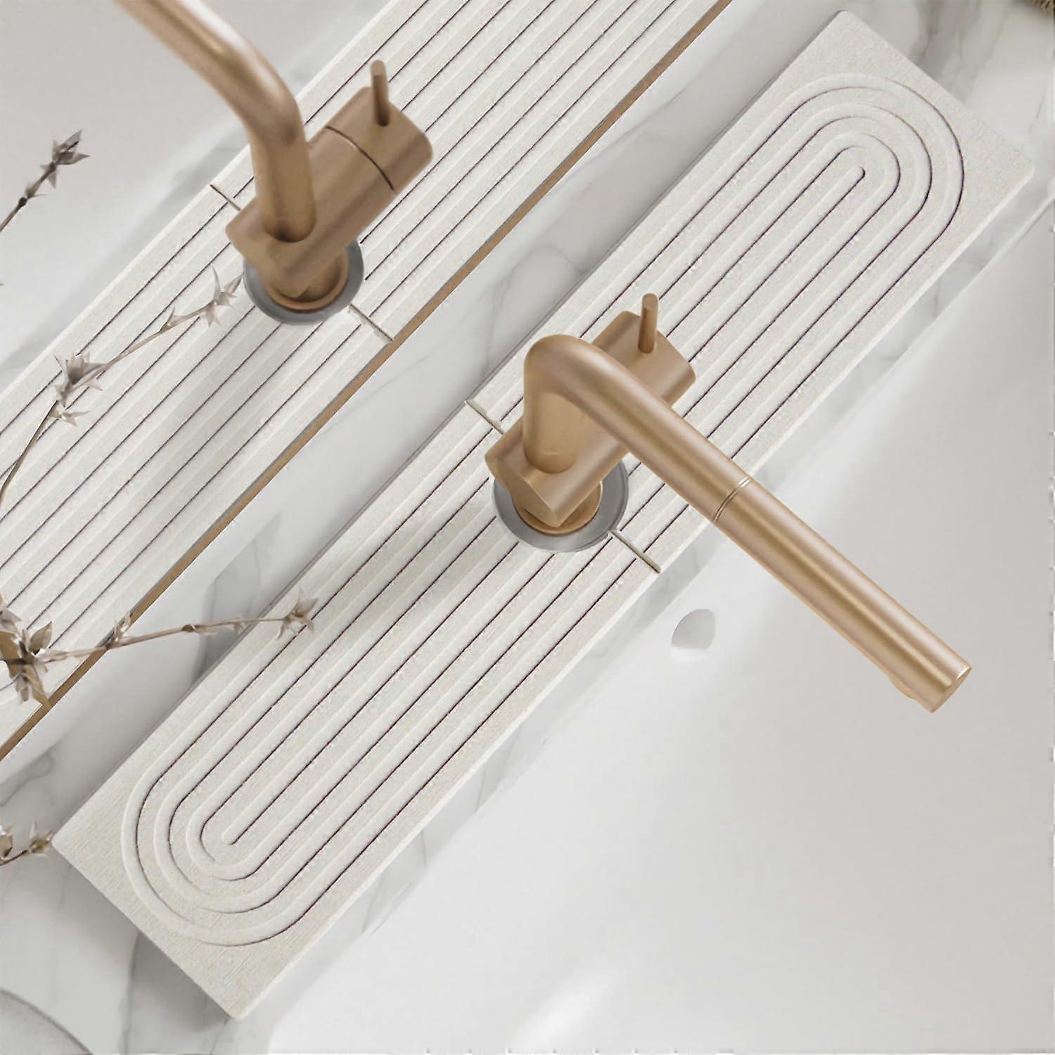 Diatomite Sink Protector for Kitchen Sink - 20 Inch Light Grey Splash Guard, Super Absorbent Faucet Mat, Durable Accessory