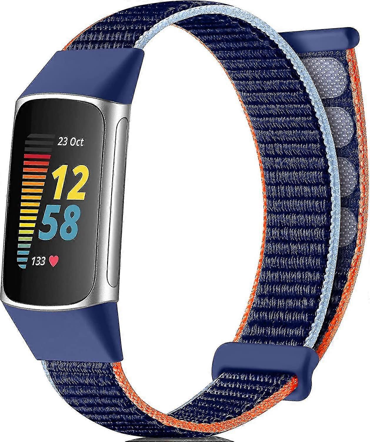JiaWei Sport Strap Compatible With Fitbit Charge 5 Strap, Soft Lightweight Breathable Adjustable Nylon Loop Strap Replacement Wristband Compatibl zzT