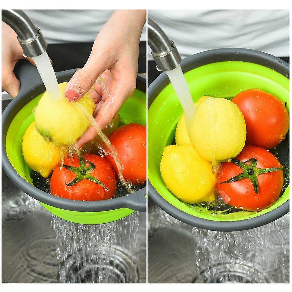 2pcs Folding Long Handle Silicone Drainer Basket