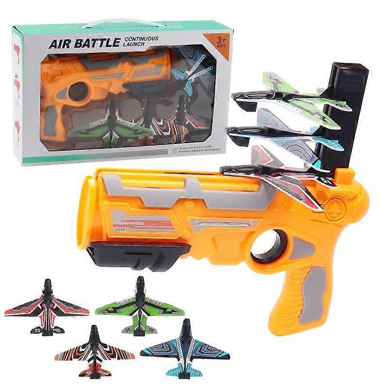 Catapult Plane Gun Toy Ejection Foam Airplanes Shooting Game Toy Outdoor Flying Toy for Kids Glider Airplane Launcher