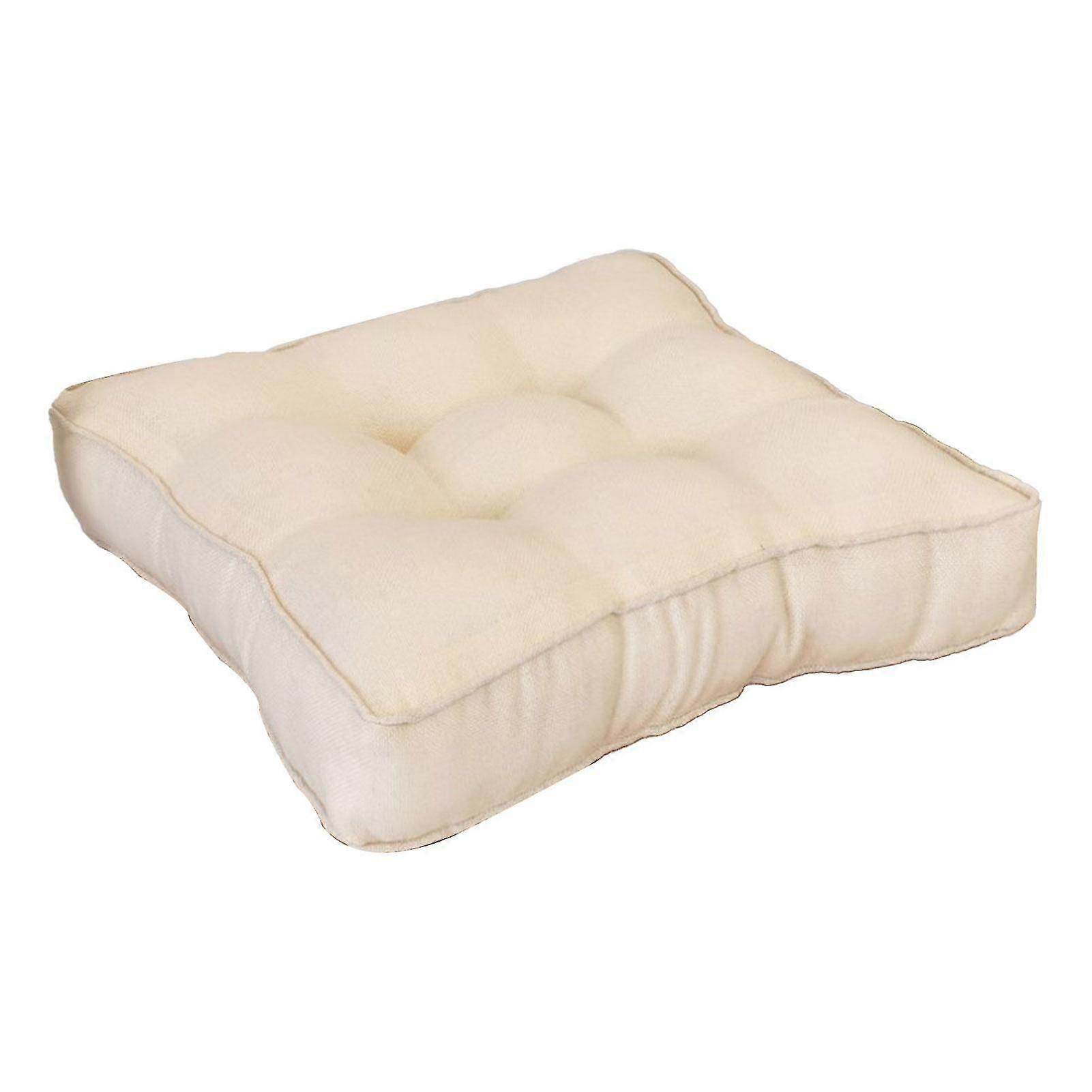 Three-dimensional Thickened Imitation Linen Cushion Custom-made Floor Cushion Bay Window Cushion Candy Color Colorful Cushion Beige 40*40*9cm Linen