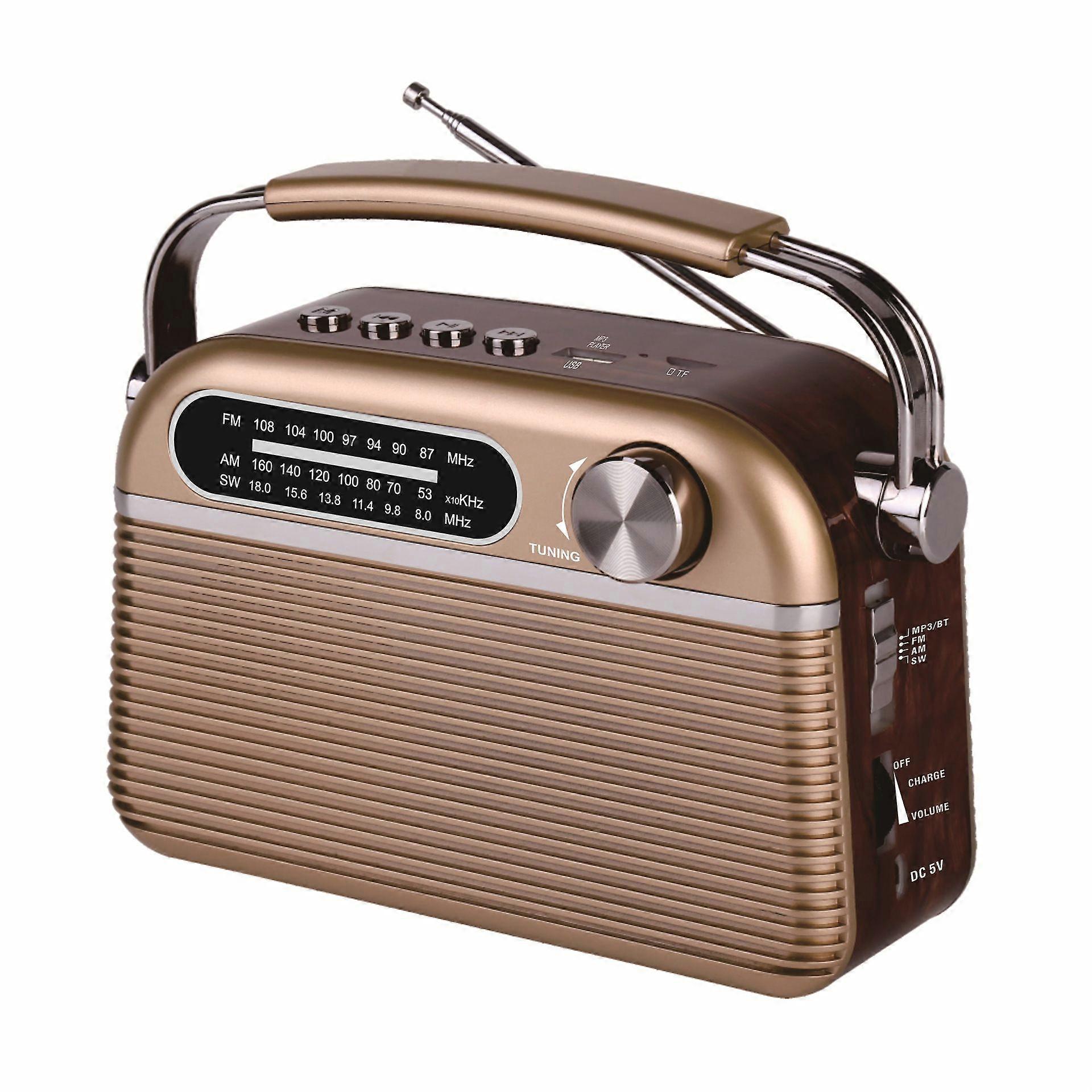 pcs Portable Radio Retro Design, Bluetooth, DAB FM, Built-in Battery, USB Port, AUX, Sleep Timer, Telescopic Antenna