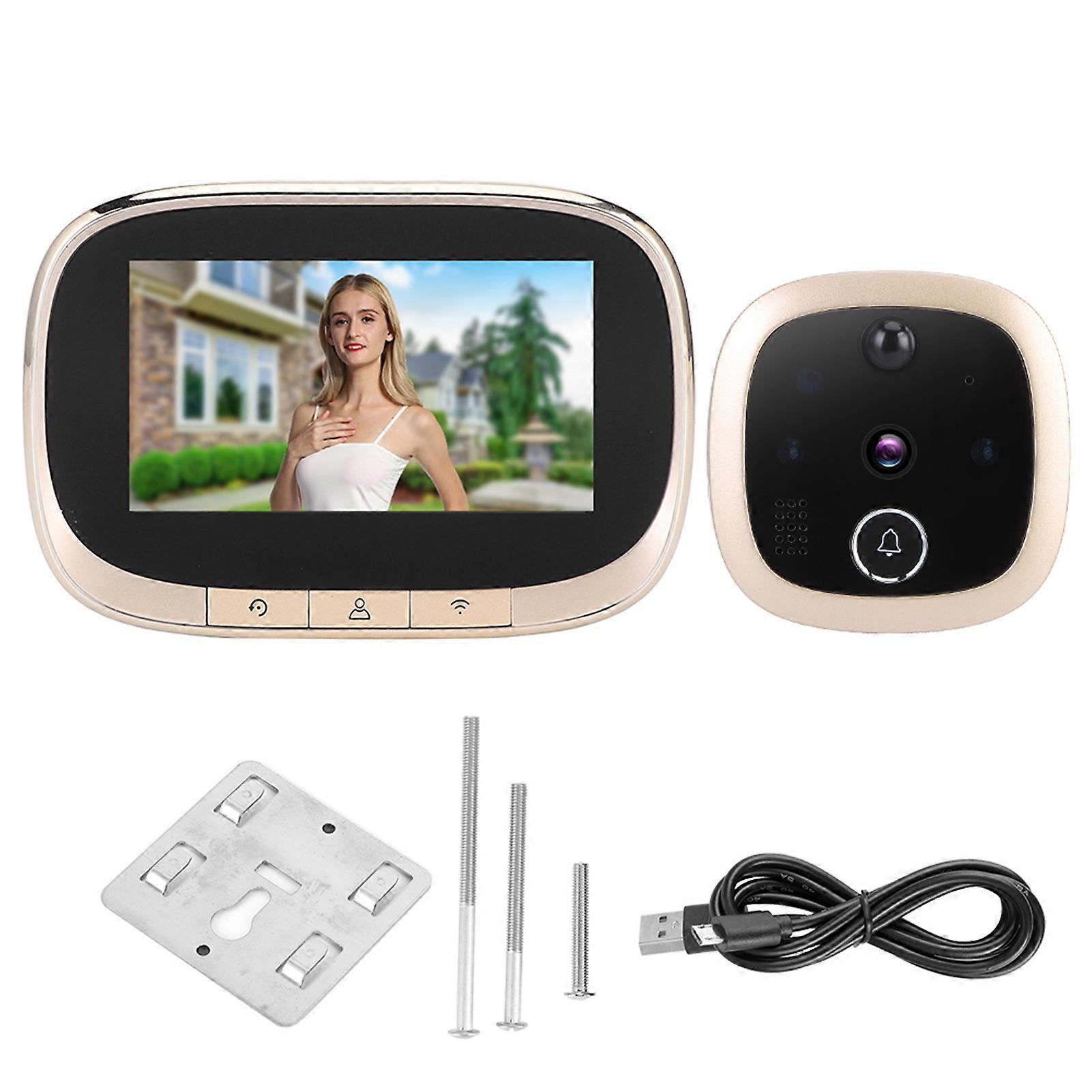 4.3" WiFi Night Vision Doorbell with PIR Sensor and 170° Wide-Angle Camera