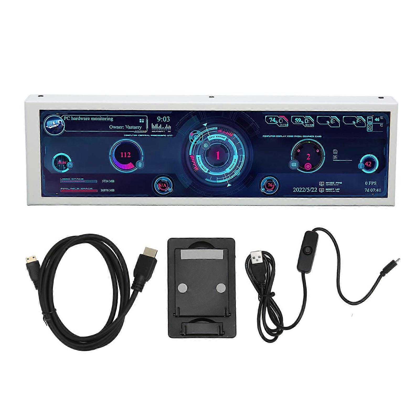 Computer Temp 8.8 Inch IPS Theme Editor Auto Off USB Power Multifunction PC CPU Data Monitor for GPU RAM Time