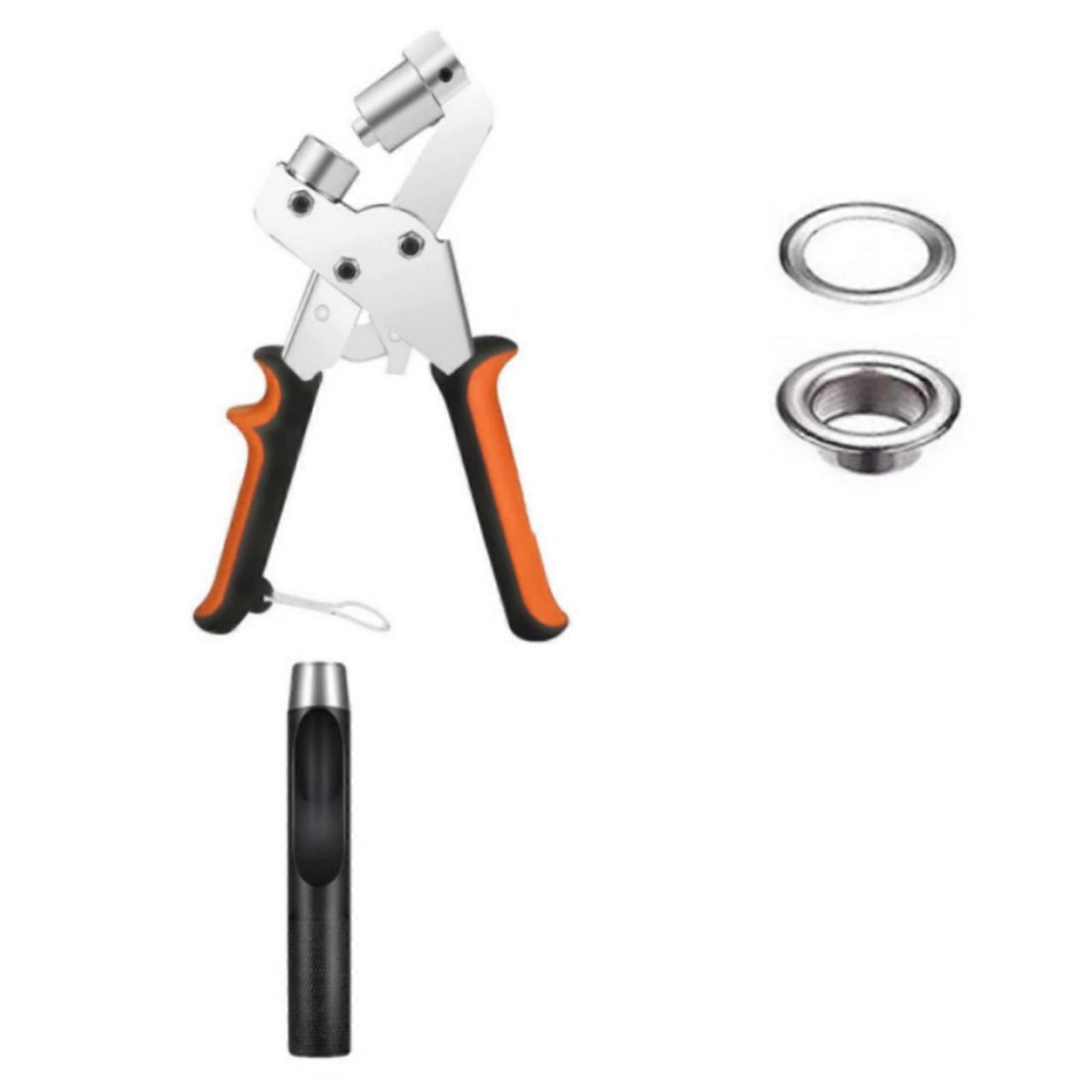 100pcs 10mm Metal Eyelets Grommets Kit with Washers and Installation Pliers for Multipurpose Use Press for Tarp Banners silver