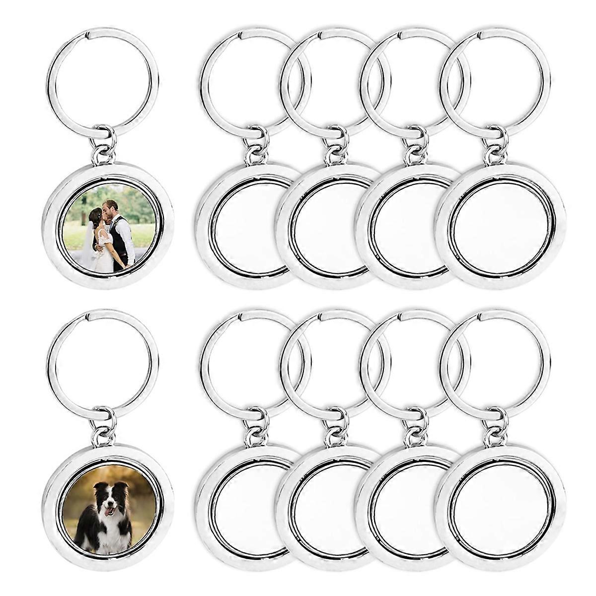10 Pack 360 Rotating Metal Sublimation Keychain Blanks,Circle