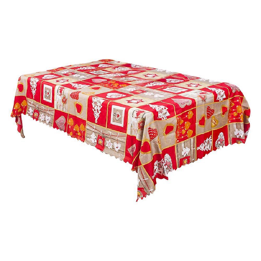 Christmas Rectangle Tablecloth Waterproof Rectangular Table Print For Dining Room Decoration(Red)